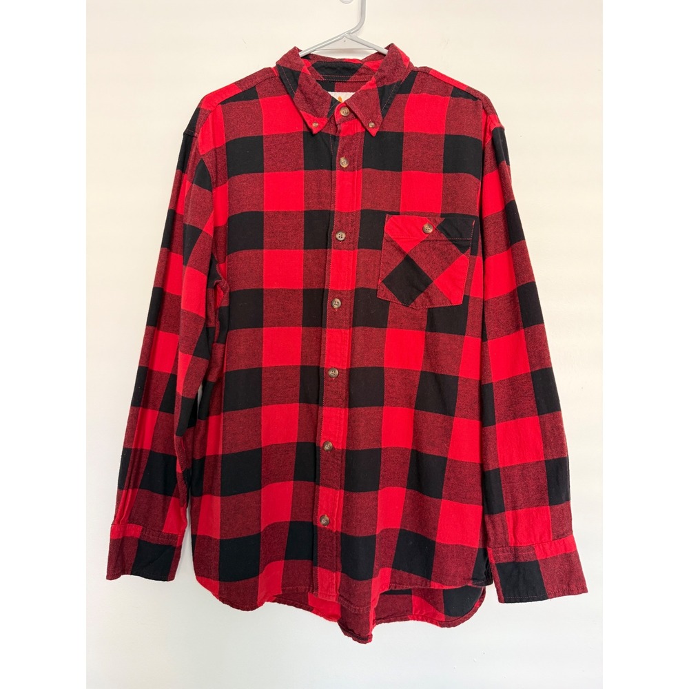 Vintage Field & Stream Men's Large Buffalo Plaid Flannel Button Down Shirt‎ Red